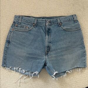Levi's Blue Frayed Hem Jean Shorts